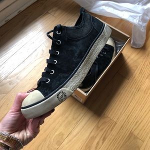 UGG black suede fur converse sneaker